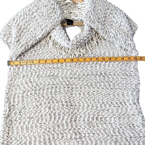 Ali Miles Cowl Neck Textured Sweater Womens PM Fringe Accents Soft Chic Modern - Picture 9 of 11